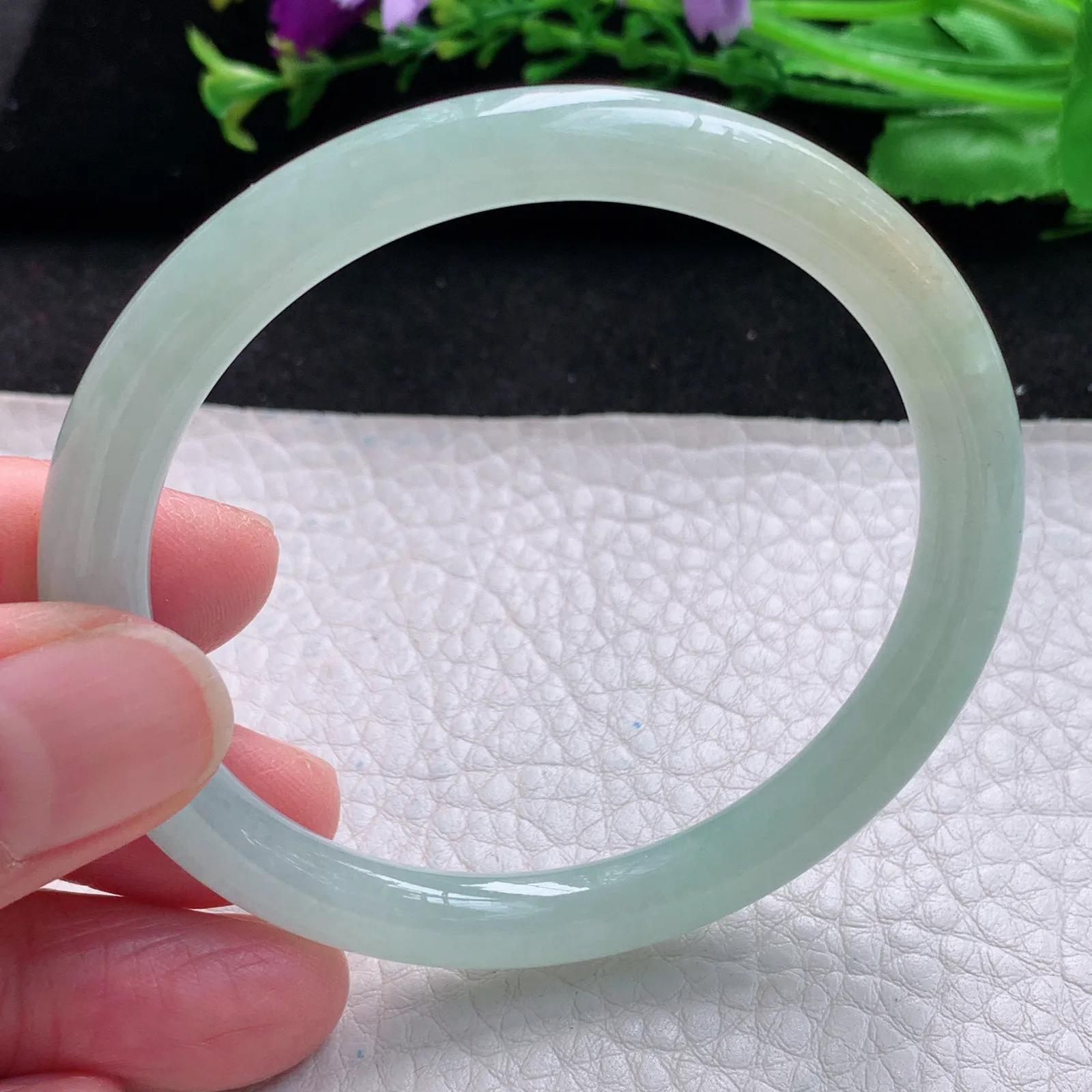 xx自然光54*6.8叮当镯 缅甸翡翠a货玉手镯冰晴圆条珠宝玉手环