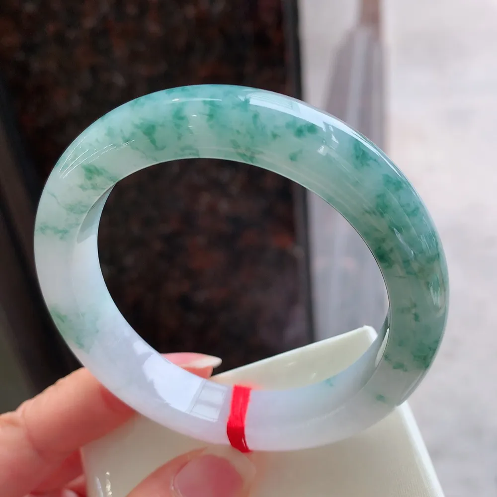 正圈冰蓝绿花 无瑕 尺寸:56.7/12.3/9.4 花美