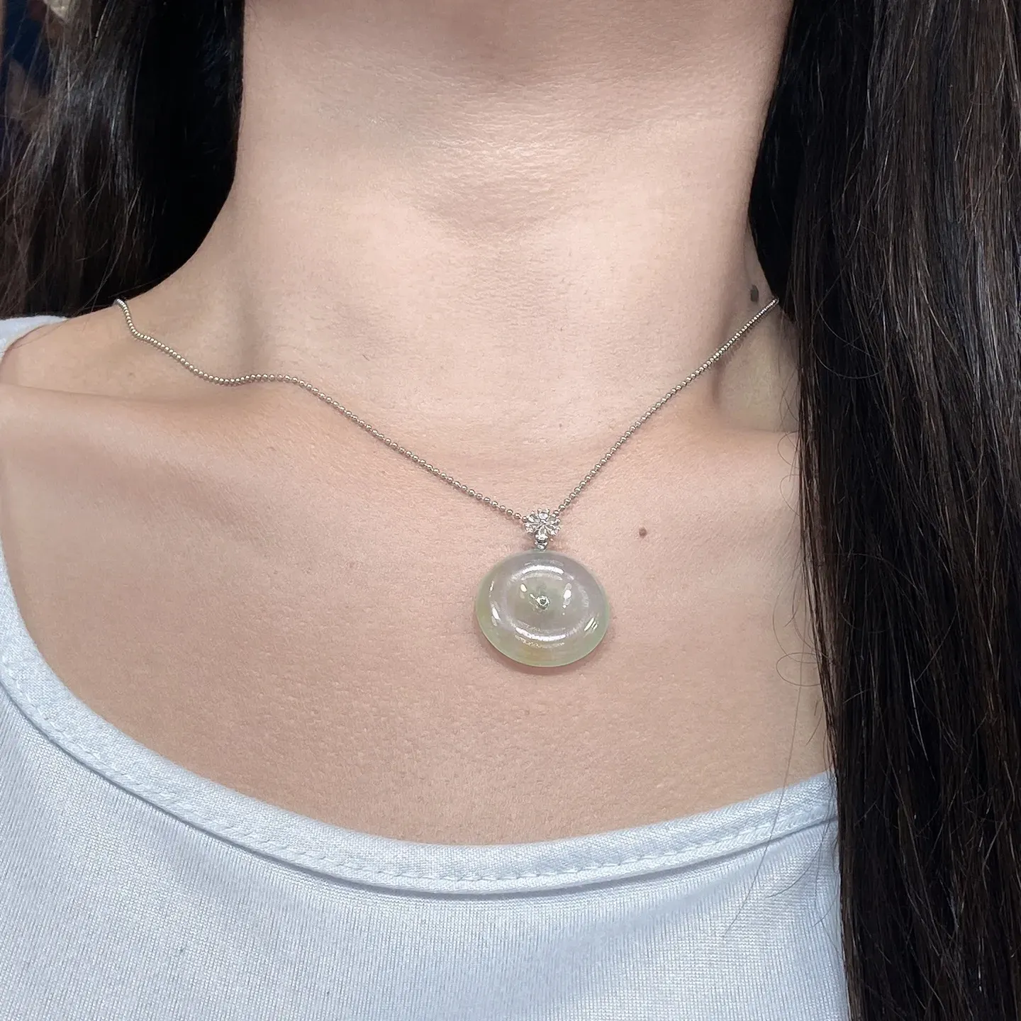 冰黄平安扣吊坠 尺寸30.7-23.1-5.7毫米