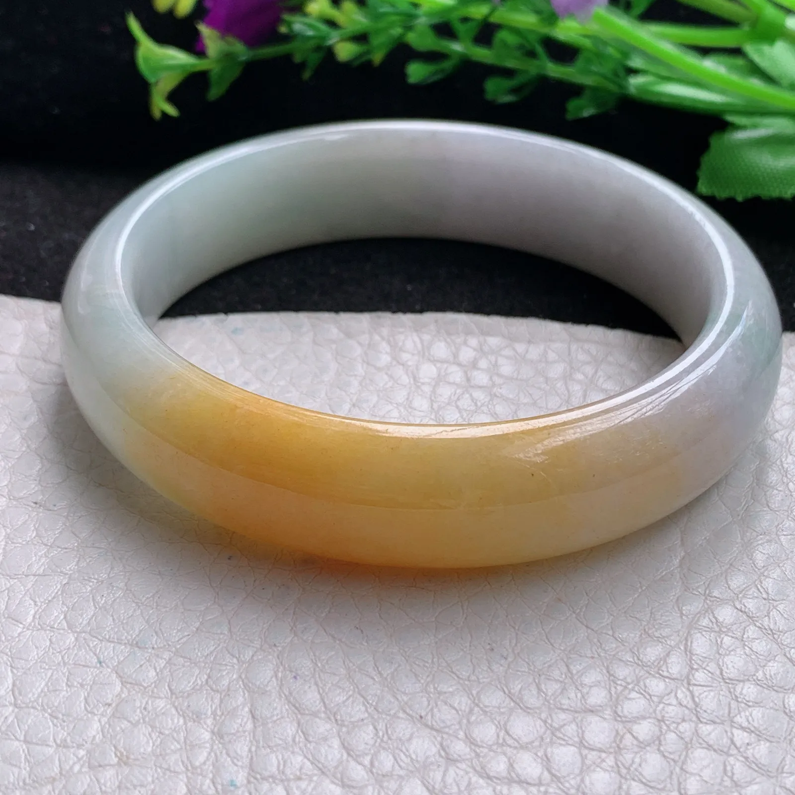 mq自然光58*14.5*7.8招财镯 缅甸翡翠a货玉手镯冰双彩宽边珠宝玉手环