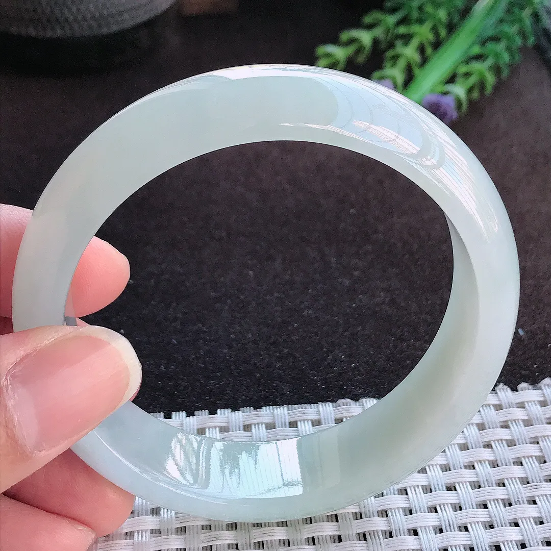 天然a货翡翠59.5/16.5/7.8老坑秀气冰润轮胎手镯宽边玉手镯