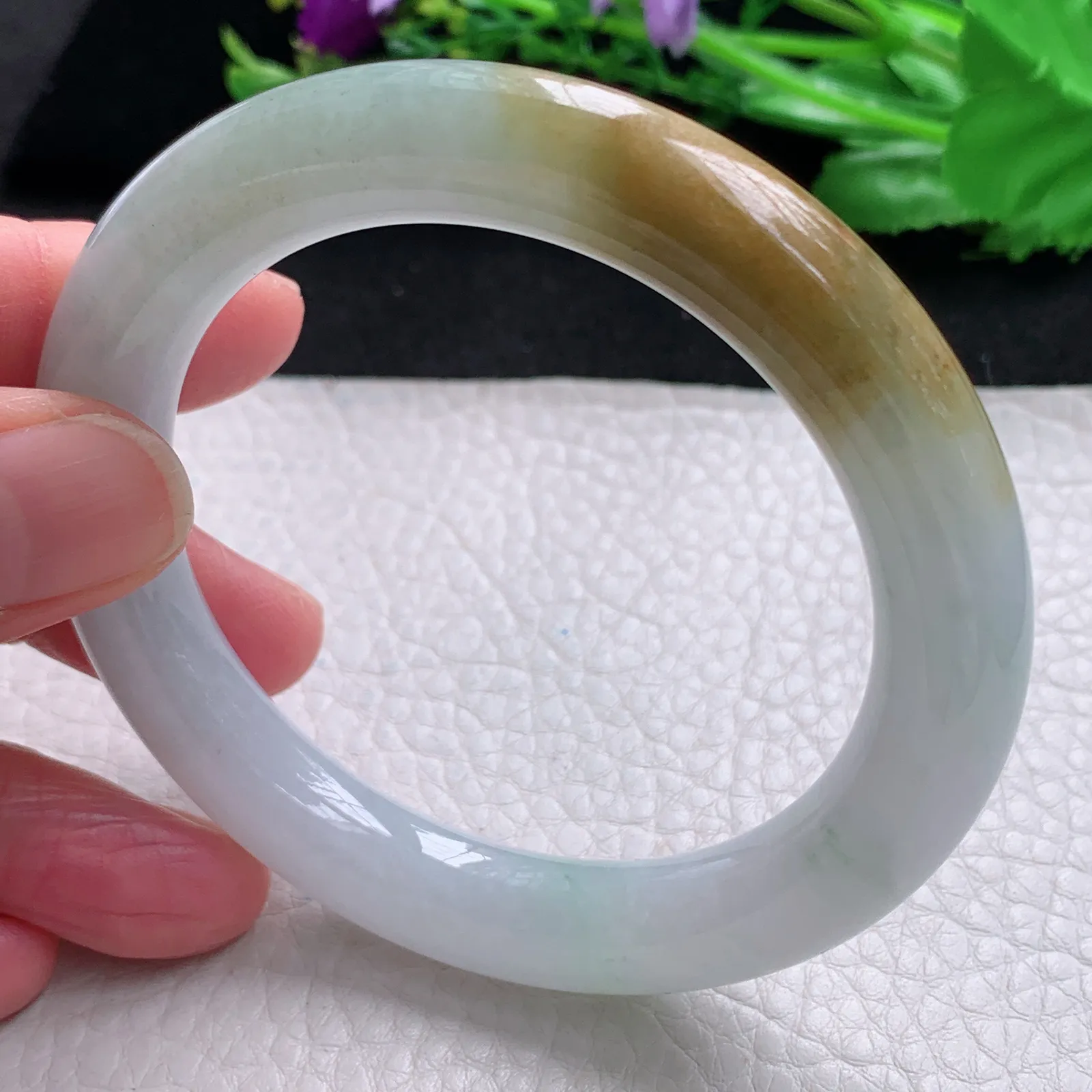 mq自然光56*10.5美人镯 缅甸翡翠a货玉手镯冰润招财圆条珠宝玉手环