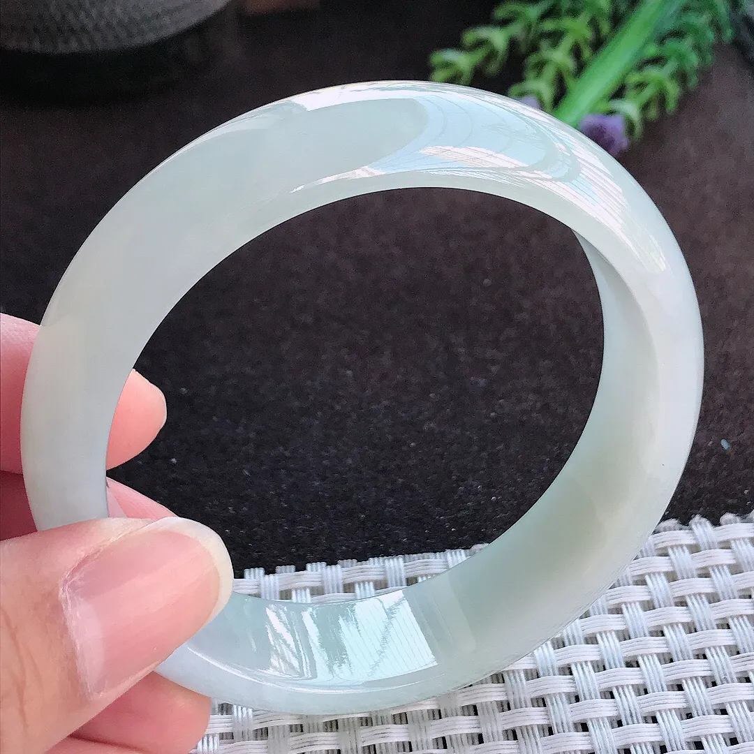 天然a货翡翠59.5/16.5/7.8老坑秀气冰润轮胎手镯宽边玉手镯