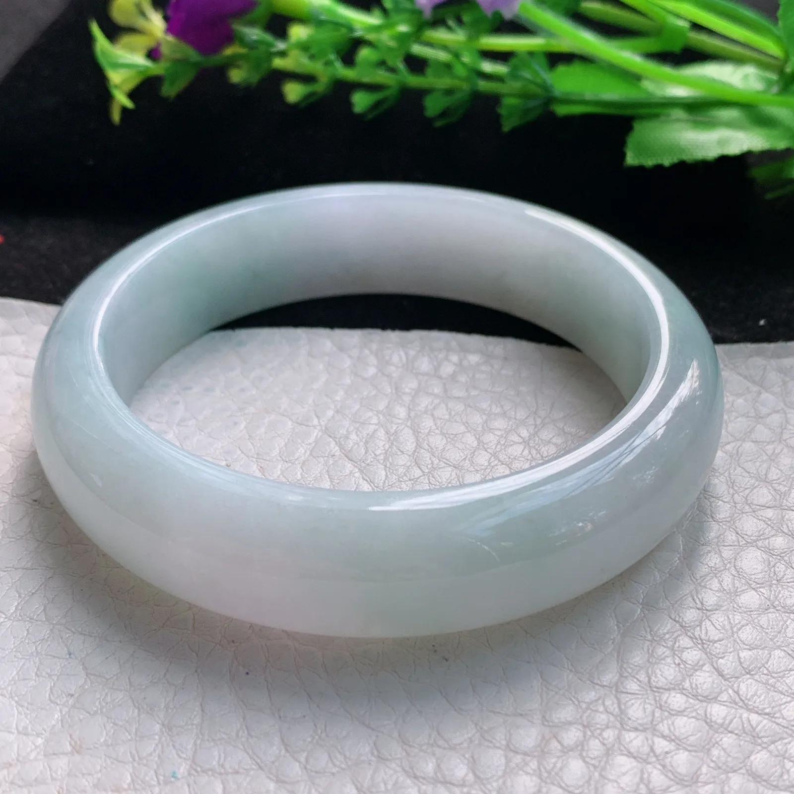 js自然光56*14.6*8.2平安镯 缅甸翡翠a货玉手镯清新宽边珠宝玉手环