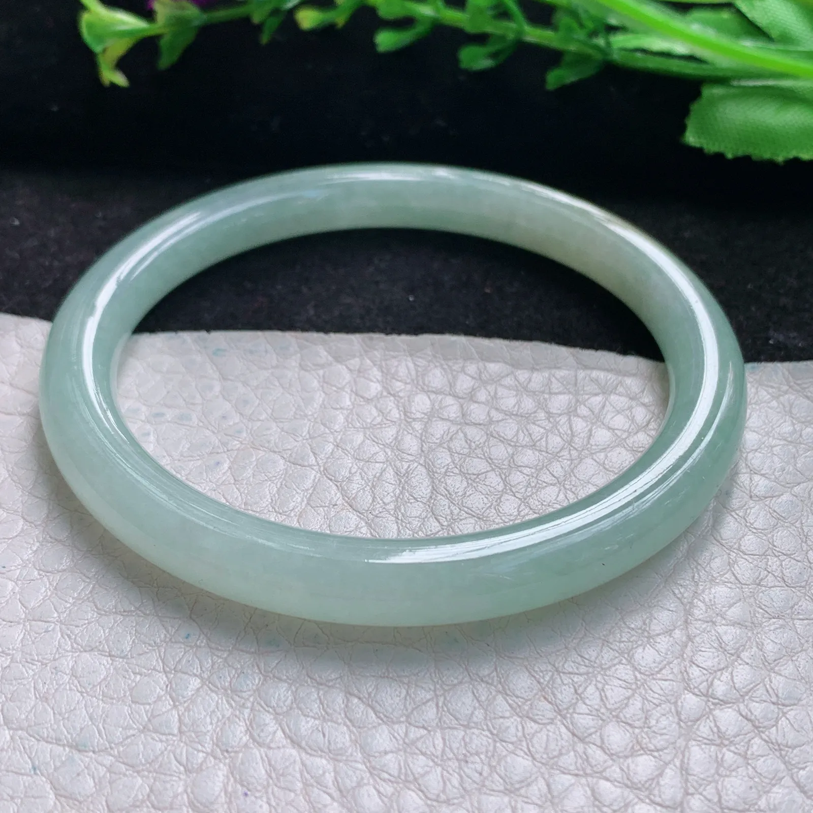 xx自然光54*6.8叮当镯 缅甸翡翠a货玉手镯冰晴圆条珠宝玉手环