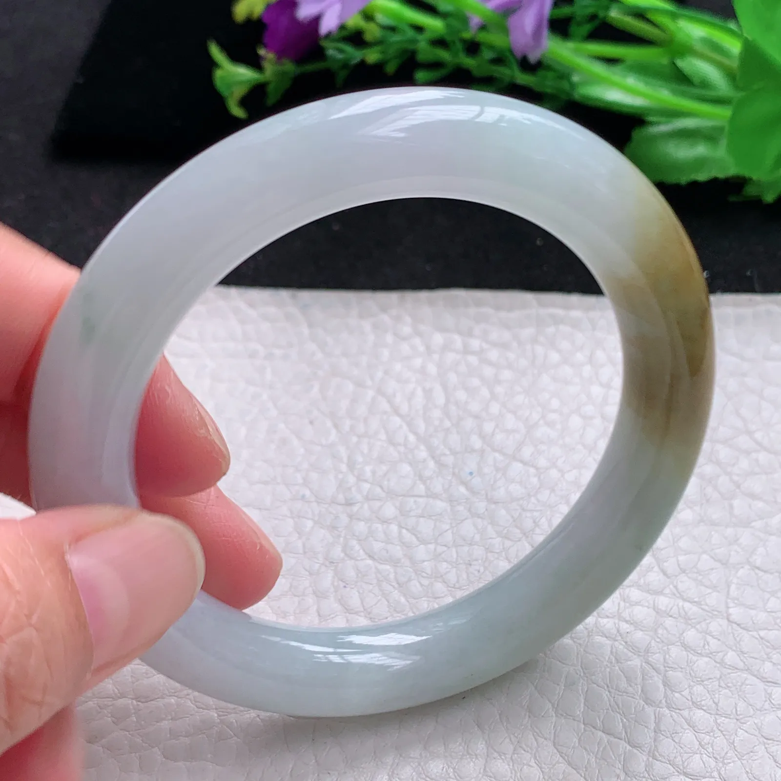 mq自然光56*10.5美人镯 缅甸翡翠a货玉手镯冰润招财圆条珠宝玉手环