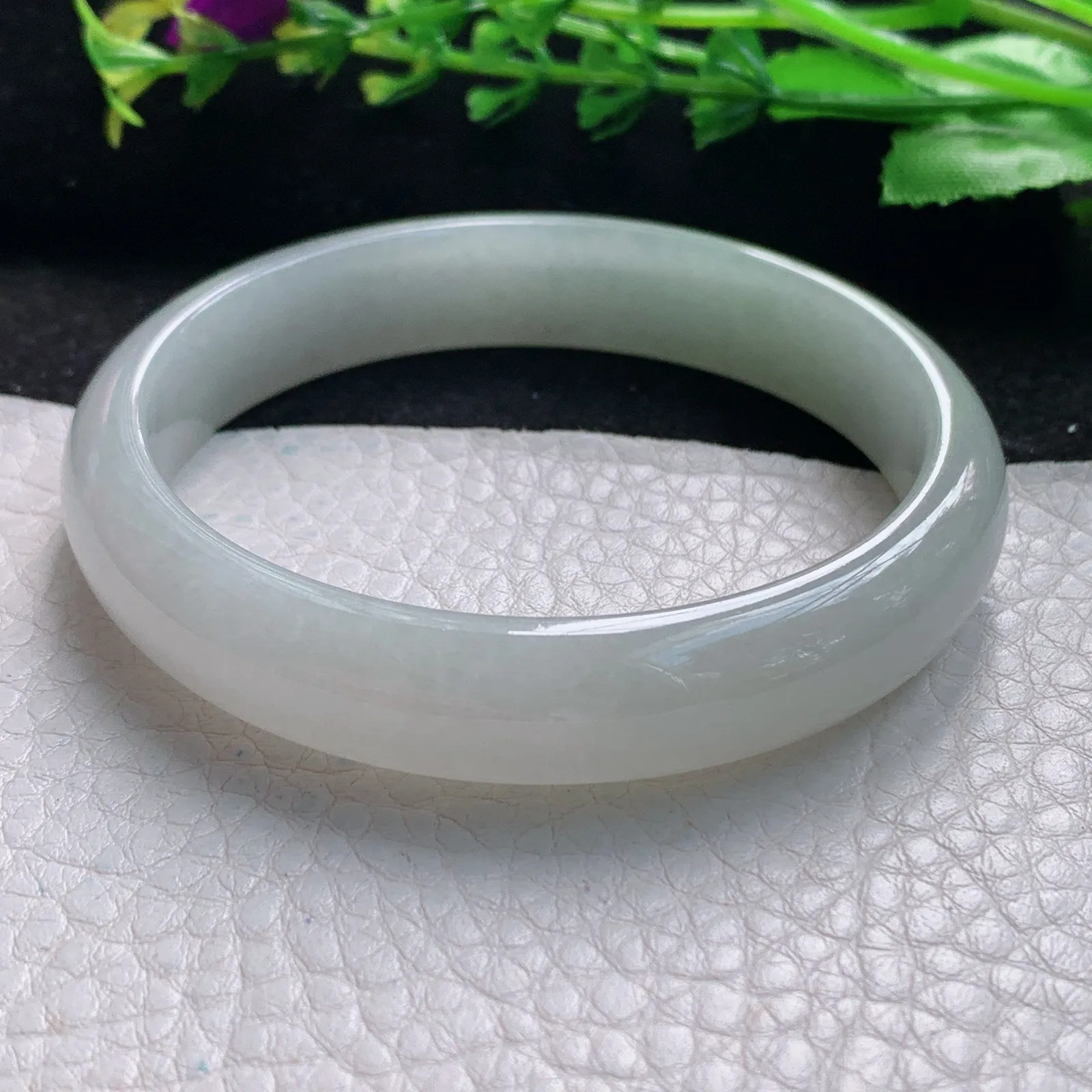 xx自然光56*11.8*6.8平安镯 缅甸翡翠a货玉手镯白月光宽边珠宝玉手环