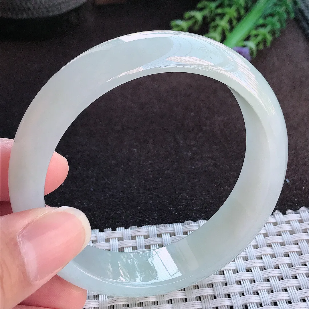 天然a货翡翠59.5/16.5/7.8老坑秀气冰润轮胎手镯宽边玉手镯