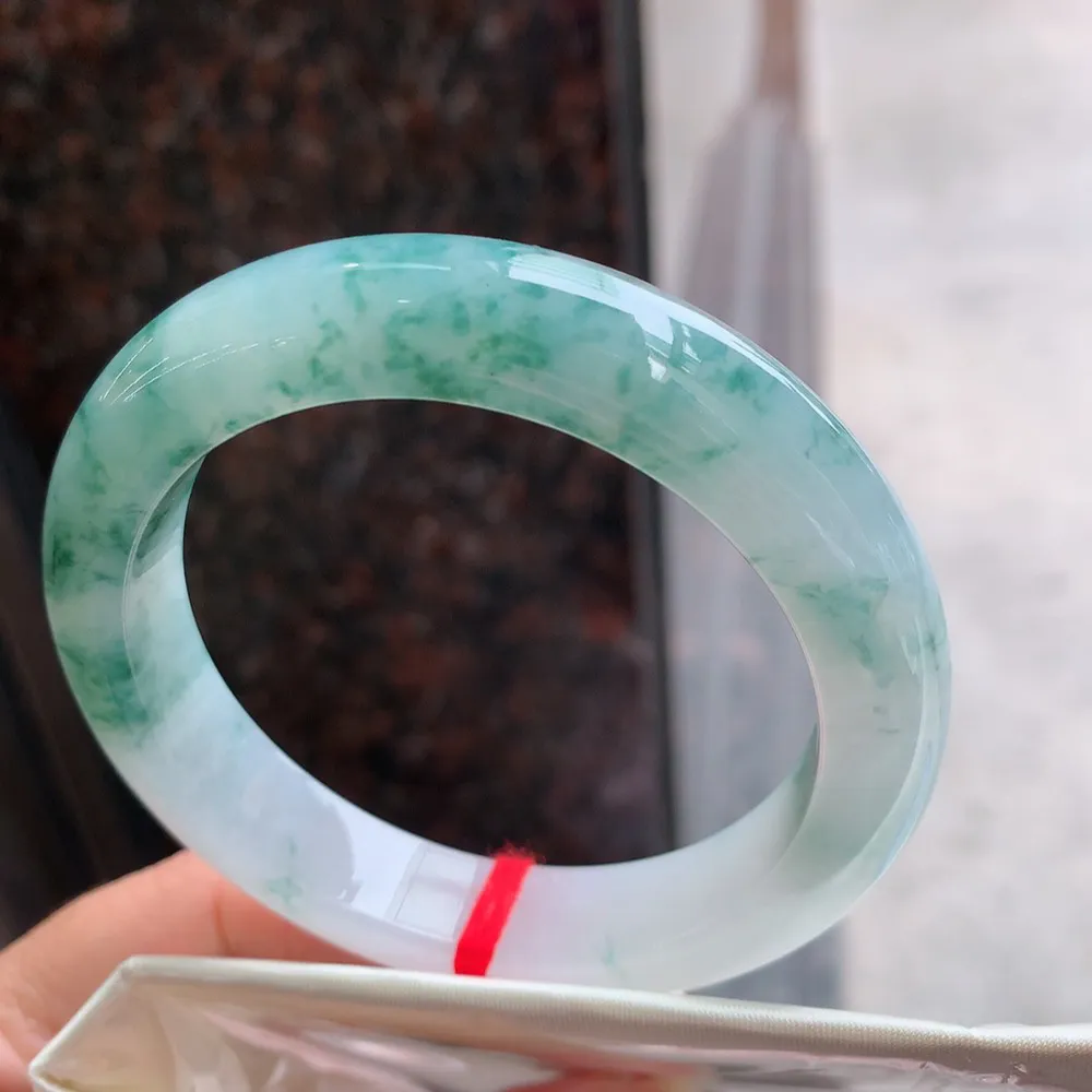 正圈冰蓝绿花 无瑕 尺寸:56.7/12.3/9.4 花美