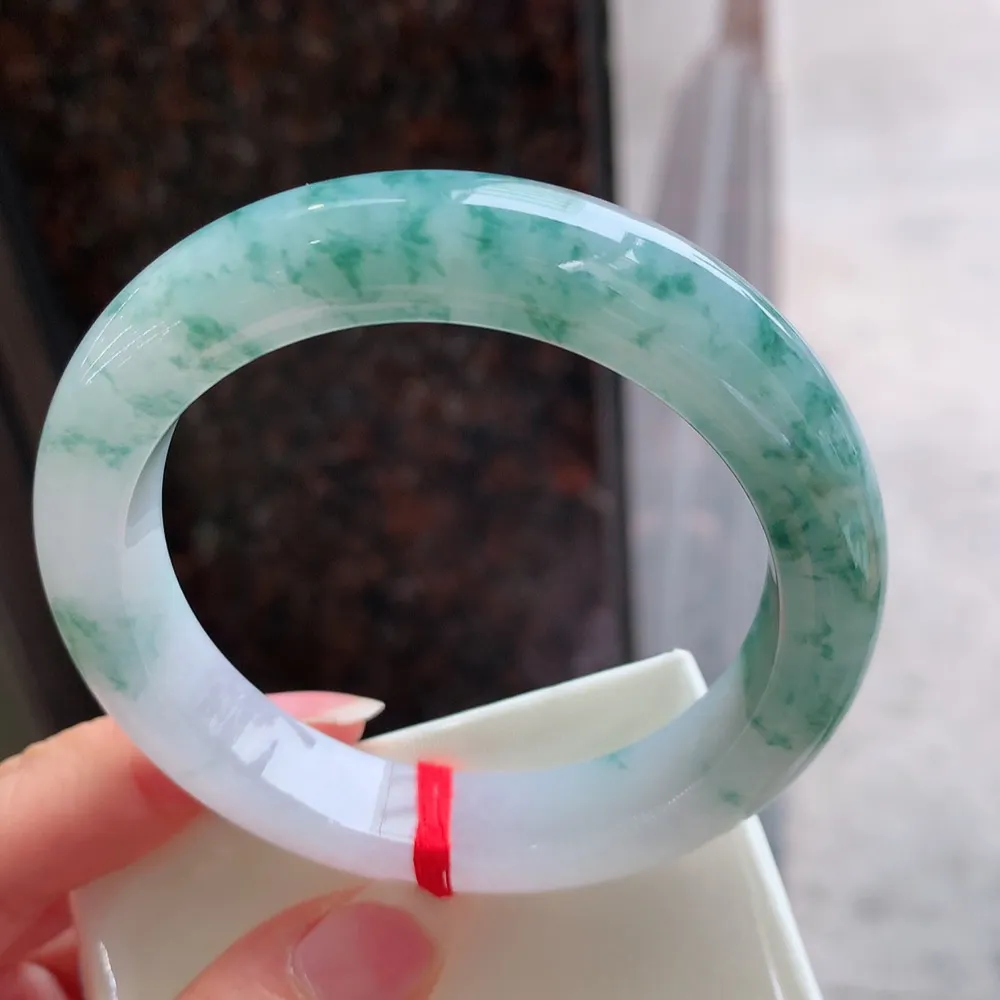 正圈冰蓝绿花 无瑕 尺寸:56.7/12.3/9.4 花美