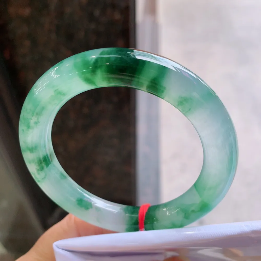 圆条冰玻绿花 微细纹 尺寸:54.1/10.2 花美 起刚光