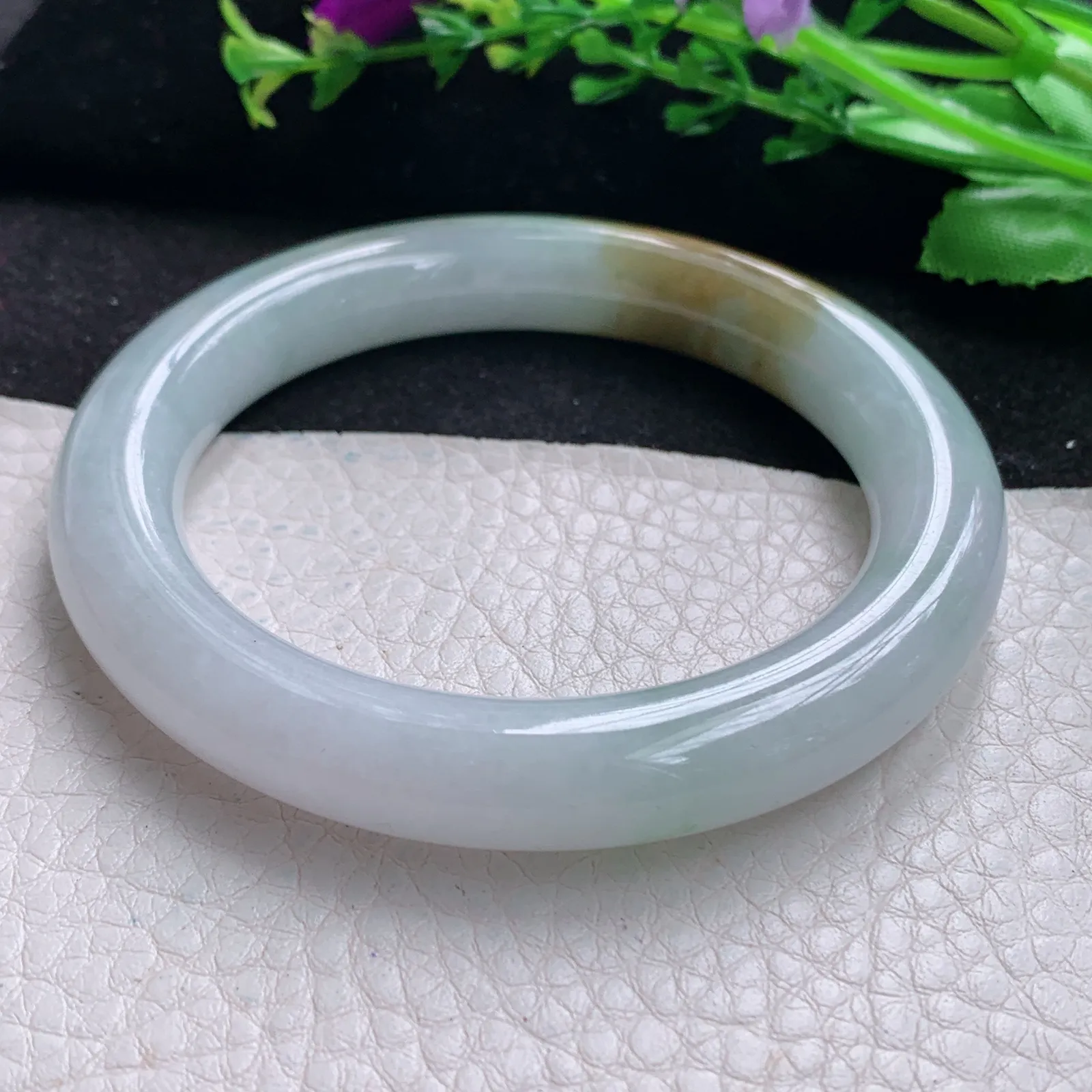 mq自然光56*10.5美人镯 缅甸翡翠a货玉手镯冰润招财圆条珠宝玉手环