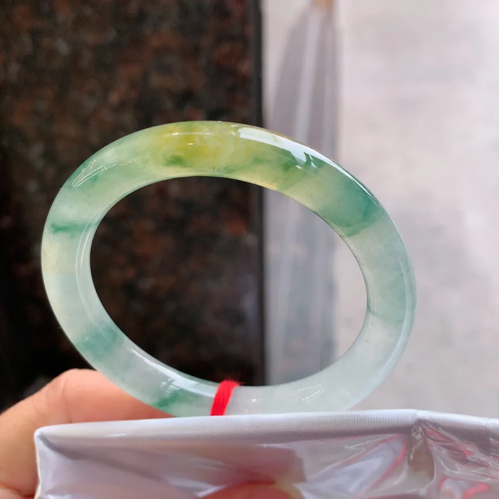 圆条高冰黄翡飘花 无瑕 尺寸:51.1/8.5/8.1 种色俱佳