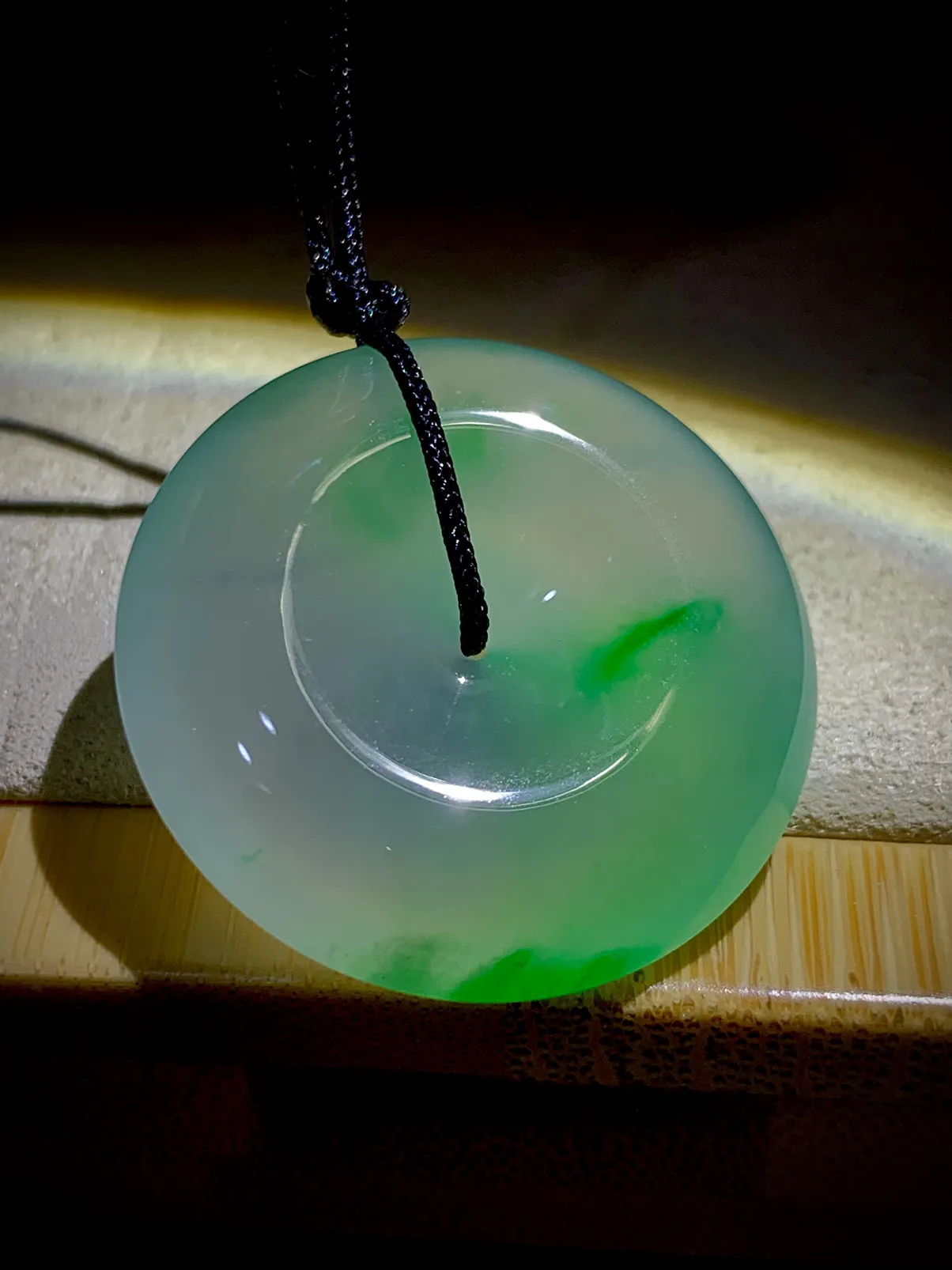 绿花平安扣子，30-7mm，