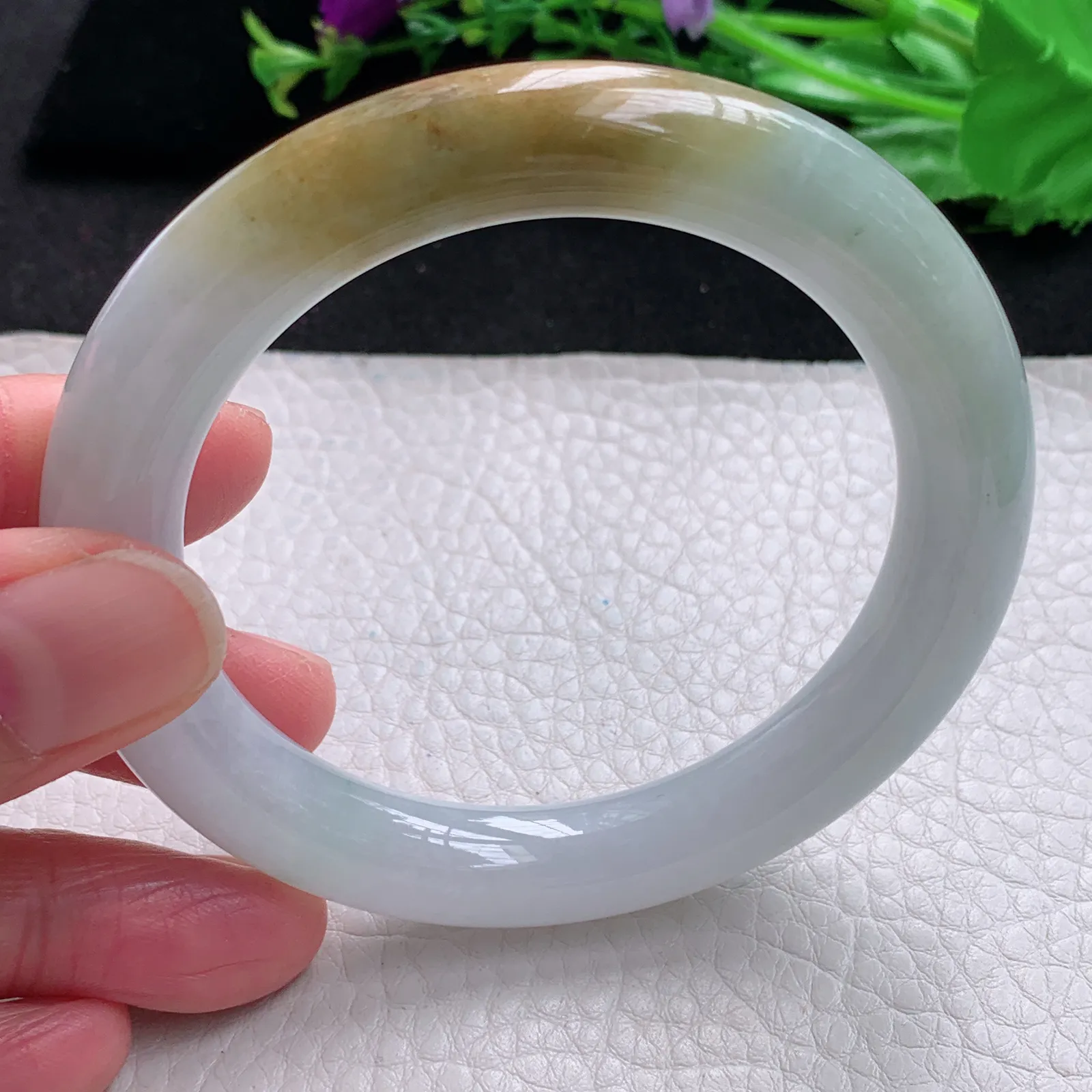 mq自然光56*10.5美人镯 缅甸翡翠a货玉手镯冰润招财圆条珠宝玉手环