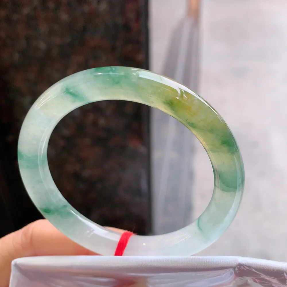 圆条高冰黄翡飘花 无瑕 尺寸:51.1/8.5/8.1 种色俱佳