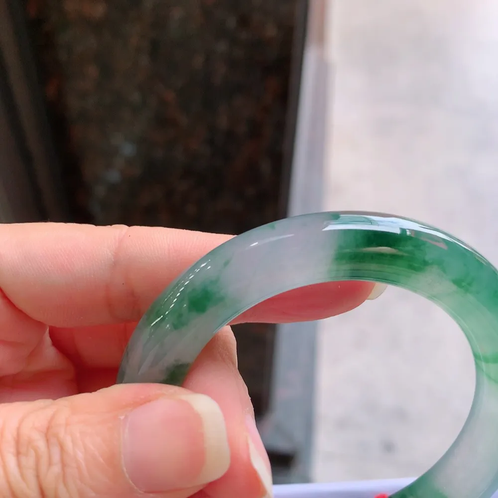 圆条冰玻绿花 微细纹 尺寸:54.1/10.2 花美 起刚光