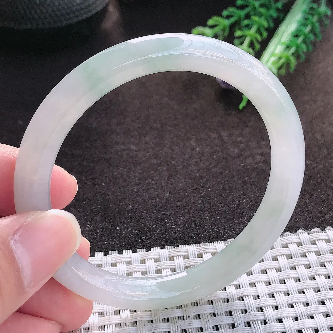 天然a货翡翠56/8.8/8.3老坑冰胶果冻圆条手镯玉手镯