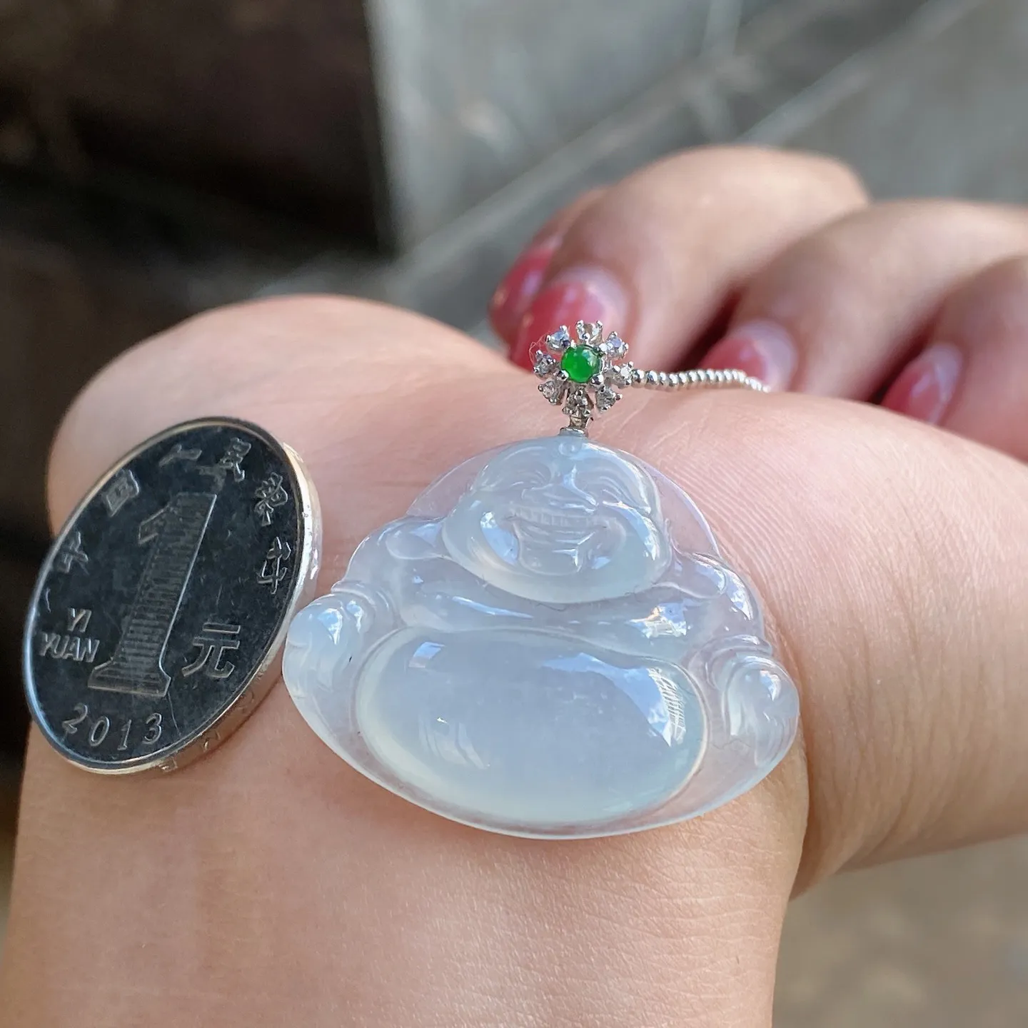 冰种佛公吊坠 尺寸30.9-30.3-5.7毫米