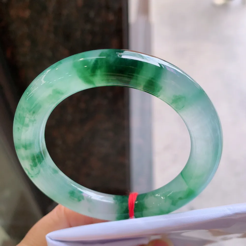 圆条冰玻绿花 微细纹 尺寸:54.1/10.2 花美 起刚光