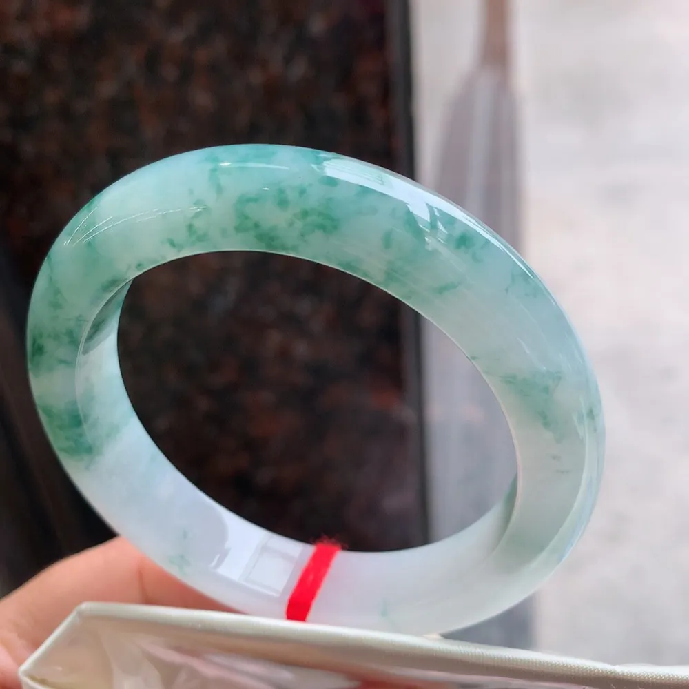 正圈冰蓝绿花 无瑕 尺寸:56.7/12.3/9.4 花美