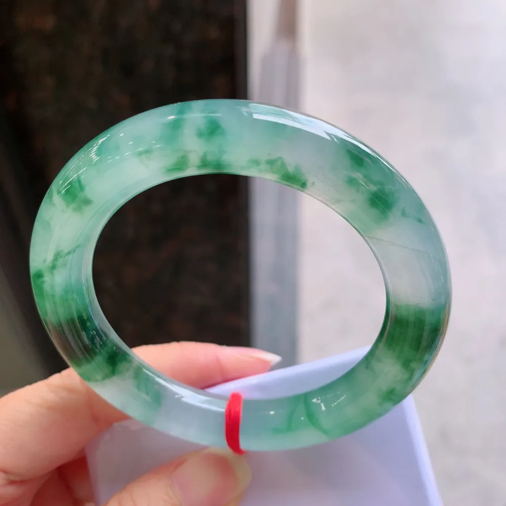 圆条冰玻绿花 微细纹 尺寸:54.1/10.2 花美 起刚光