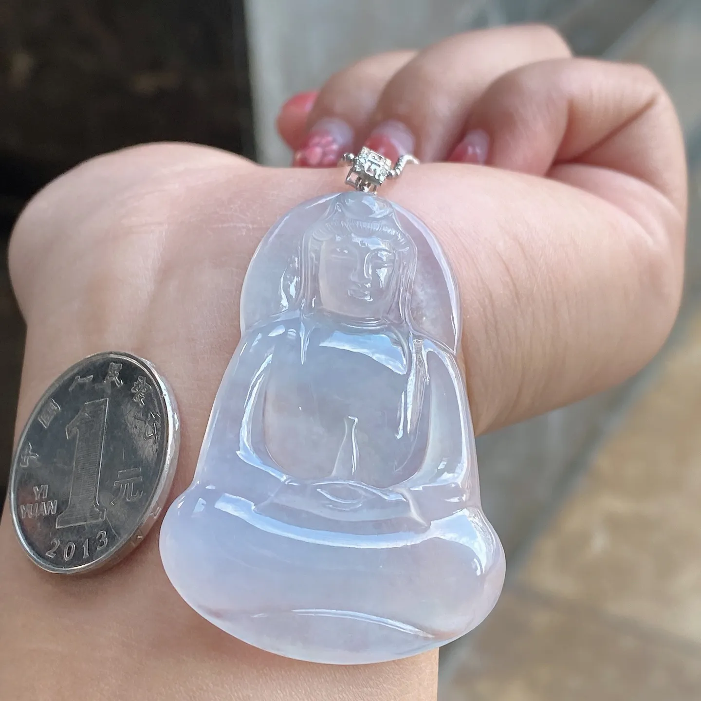 冰种素衣观音吊坠 尺寸57.8-34.8-6.2毫米
