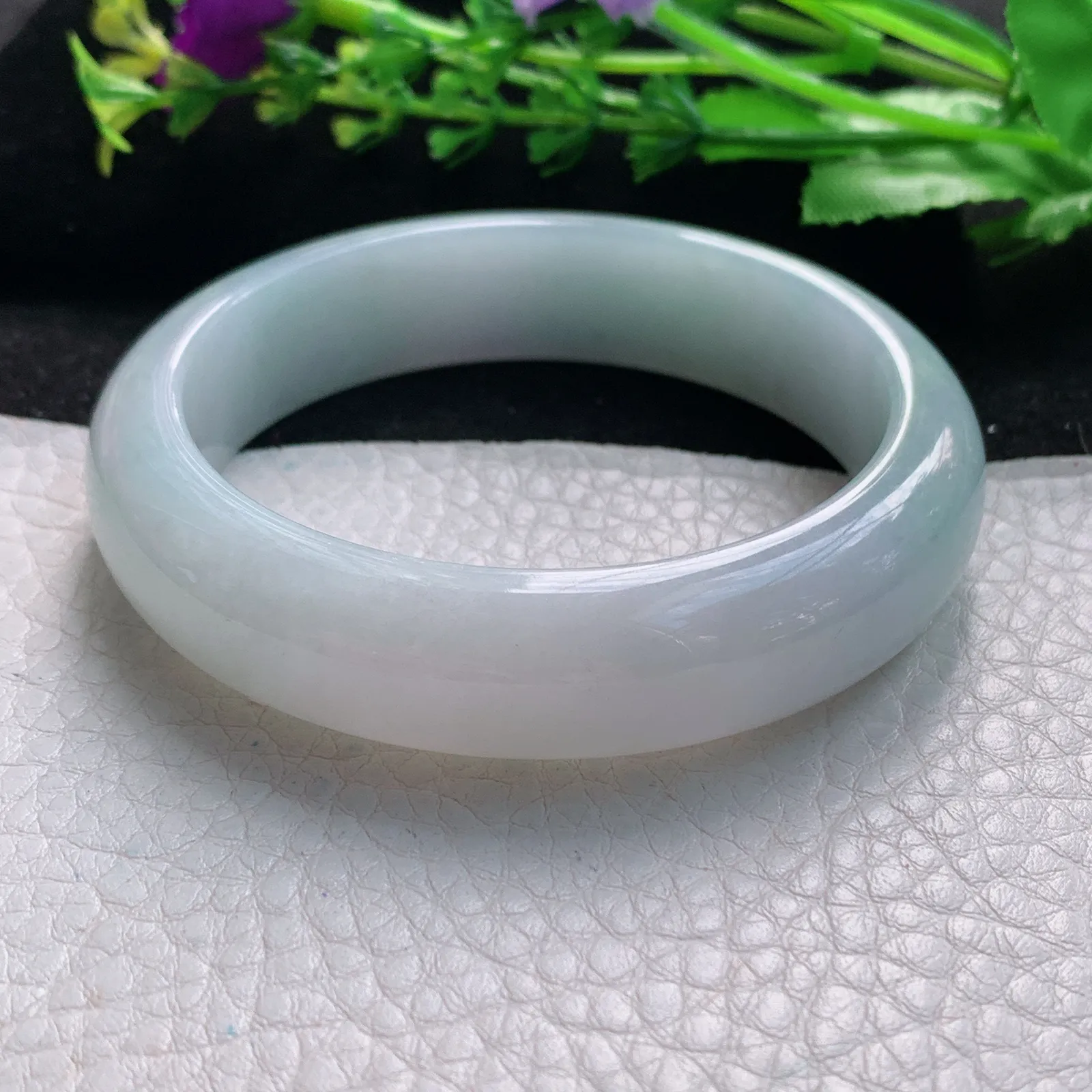 js自然光56*14.6*8.2平安镯 缅甸翡翠a货玉手镯清新宽边珠宝玉手环