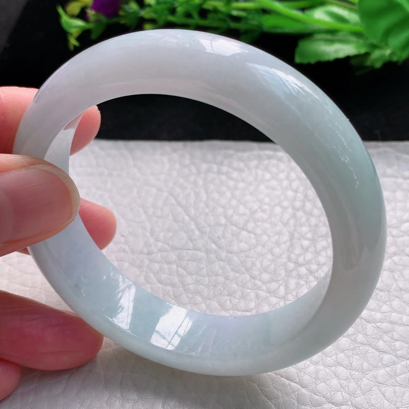 js自然光56*14.6*8.2平安镯 缅甸翡翠a货玉手镯清新宽边珠宝玉手环