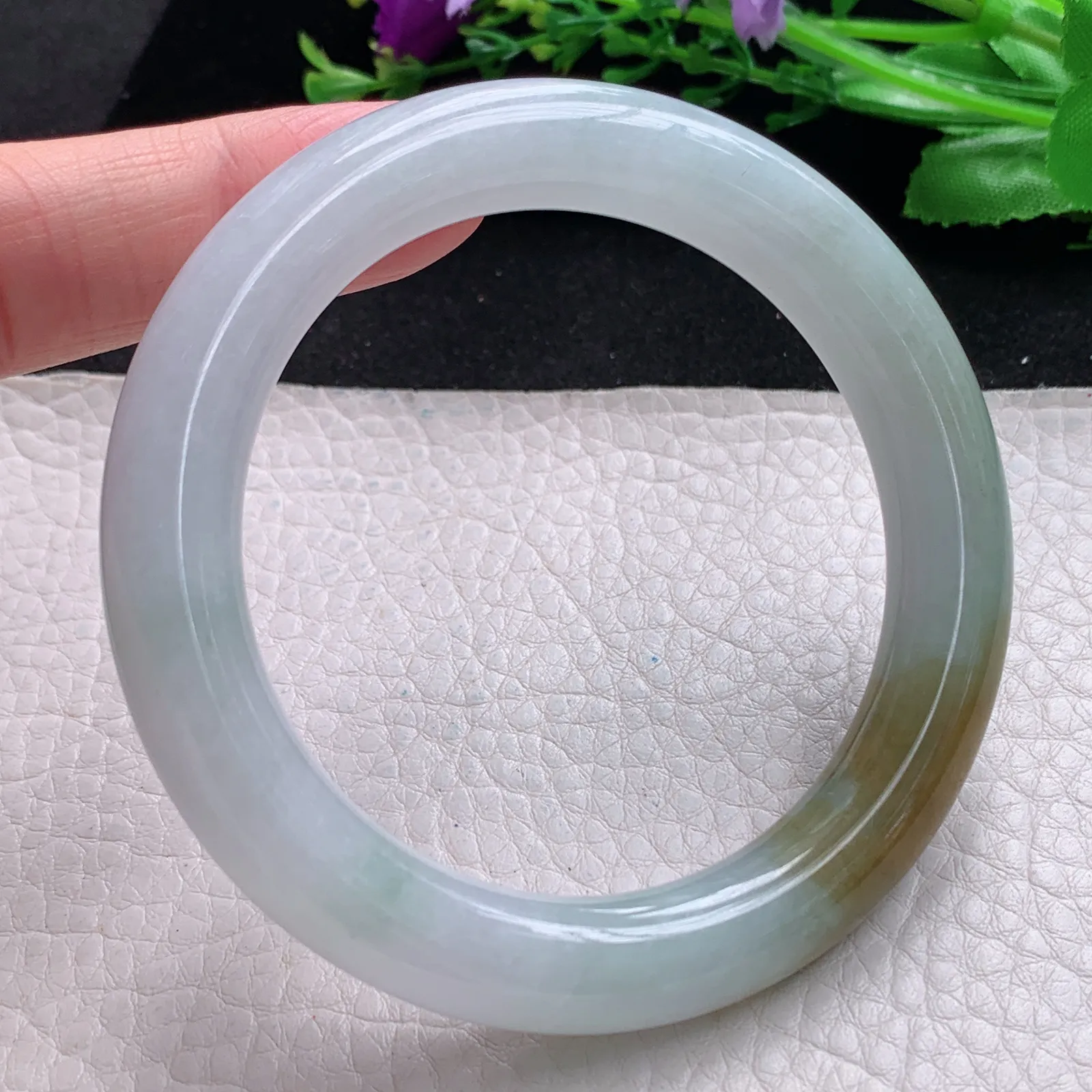 mq自然光56*10.5美人镯 缅甸翡翠a货玉手镯冰润招财圆条珠宝玉手环