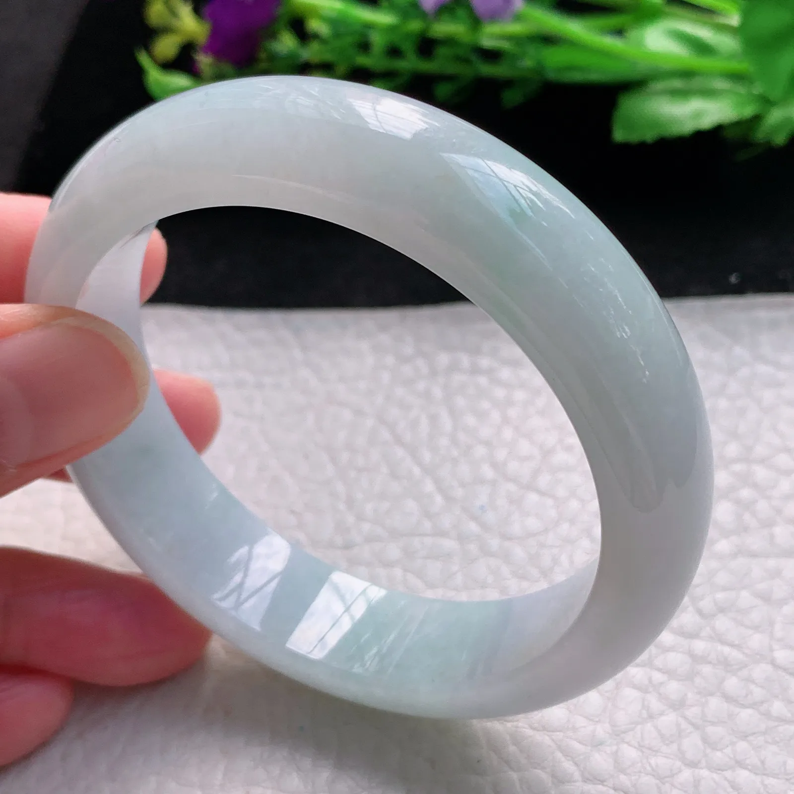 js自然光56*14.6*8.2平安镯 缅甸翡翠a货玉手镯清新宽边珠宝玉手环