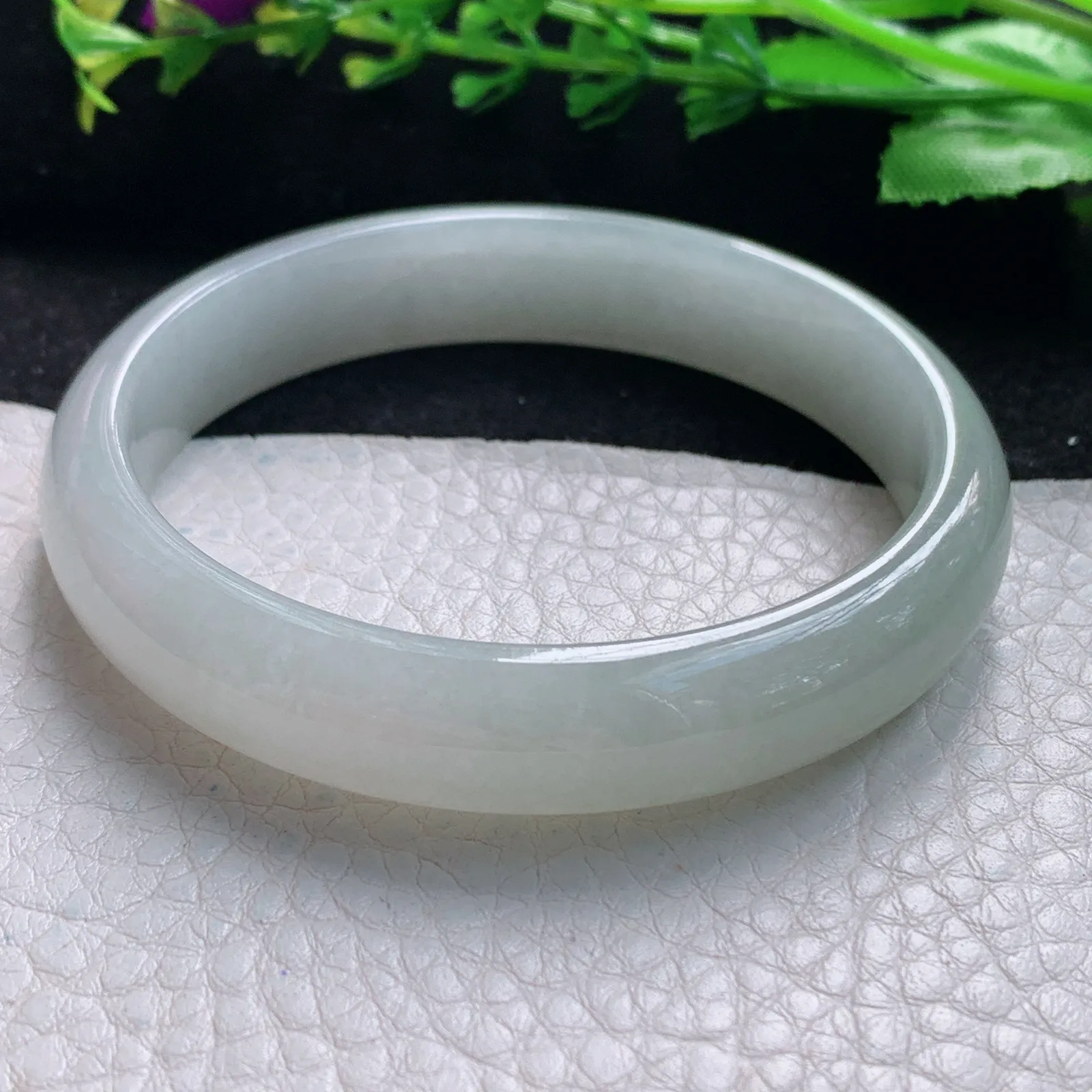 xx自然光56*11.8*6.8平安镯 缅甸翡翠a货玉手镯白月光宽边珠宝玉手环