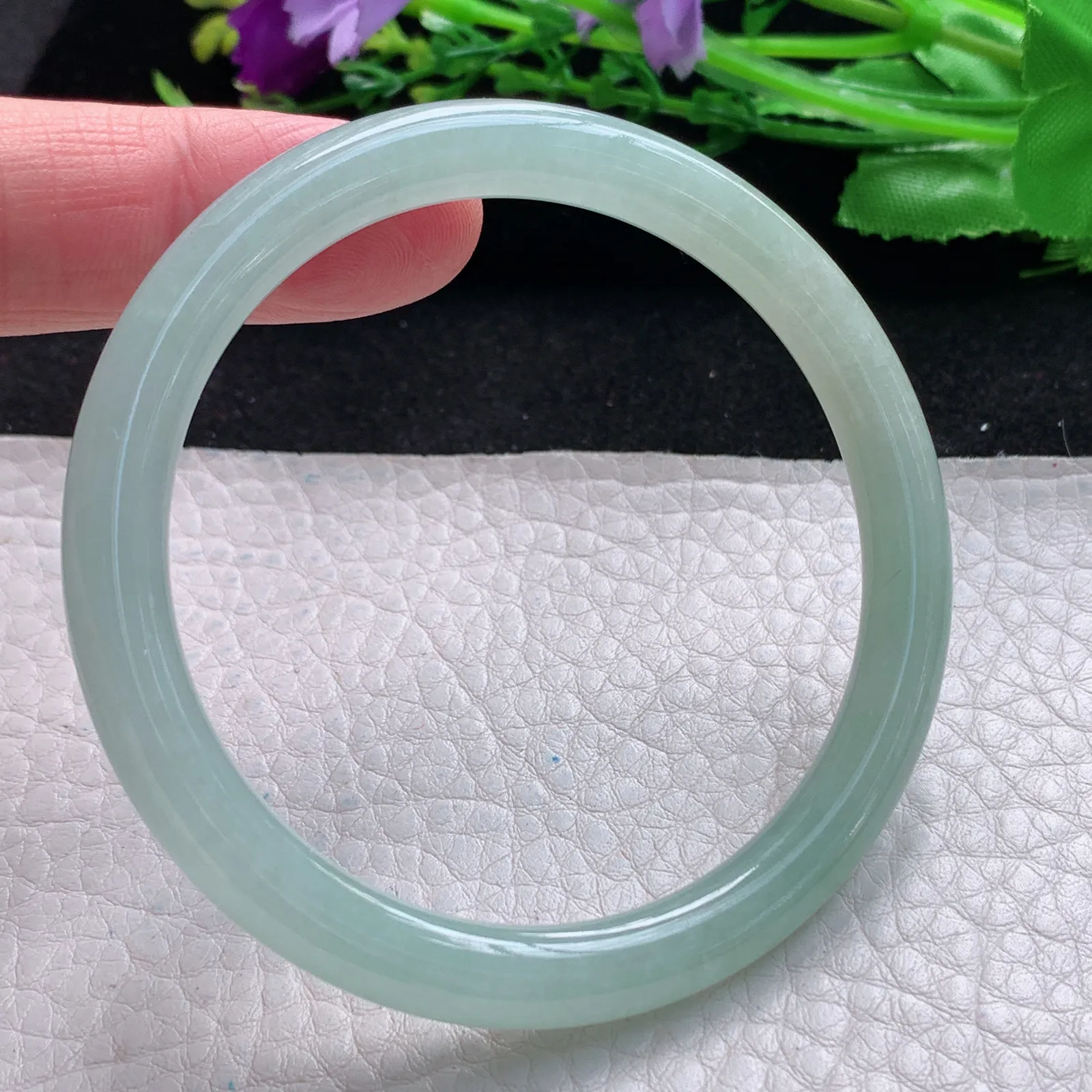 xx自然光54*6.8叮当镯 缅甸翡翠a货玉手镯冰晴圆条珠宝玉手环