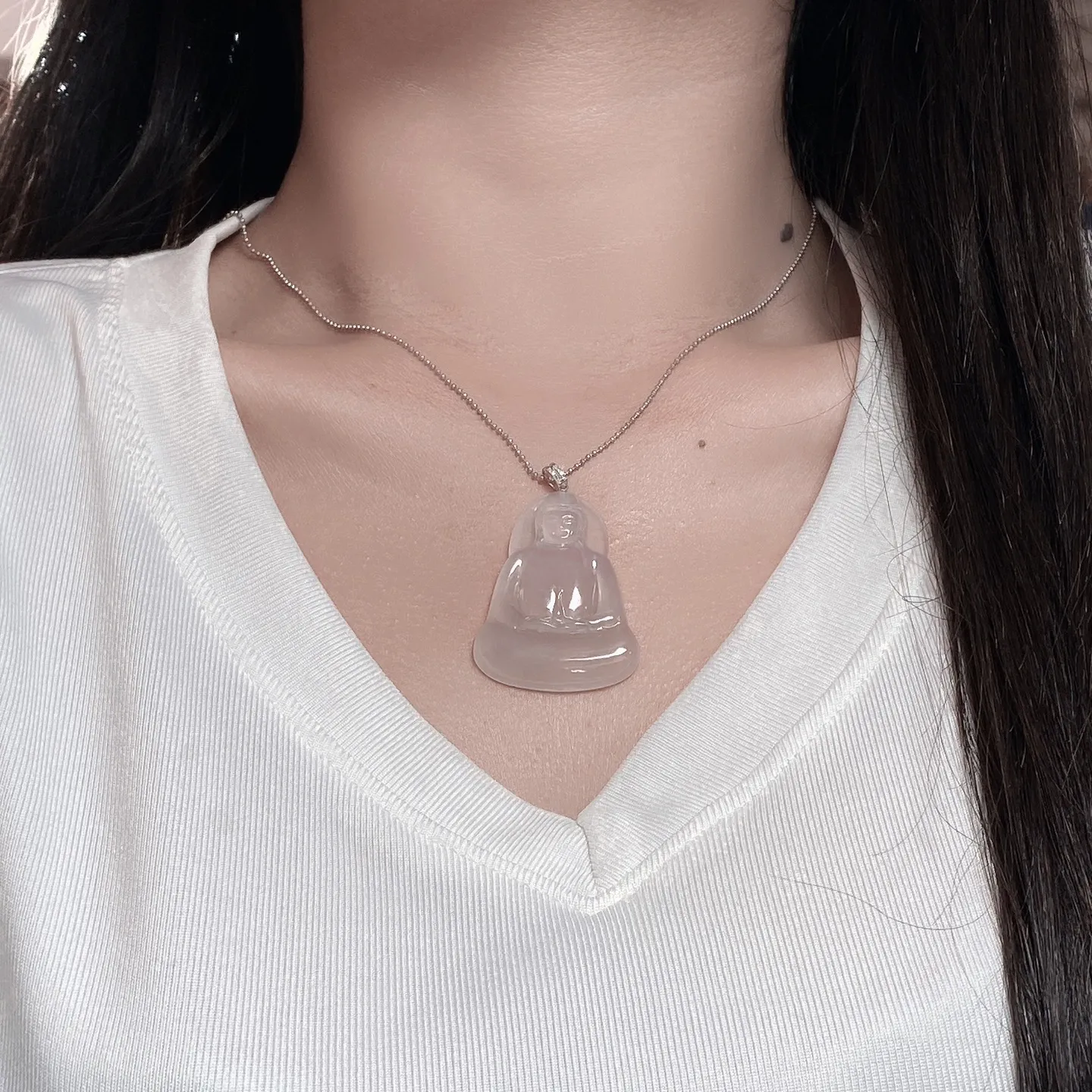 冰种素衣观音吊坠 尺寸57.8-34.8-6.2毫米