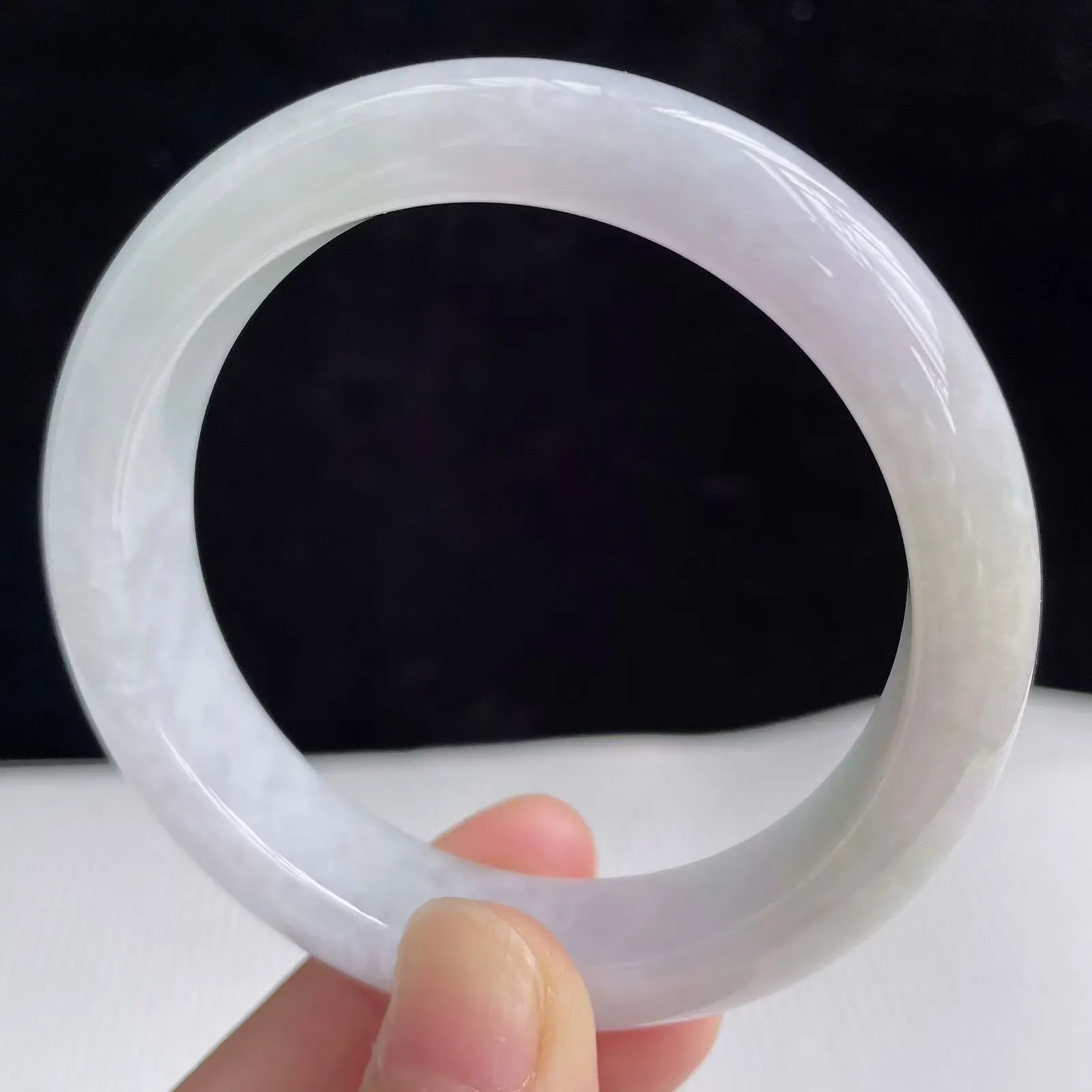 翡翠A货水润好种水52mm正圈手镯 48.48克