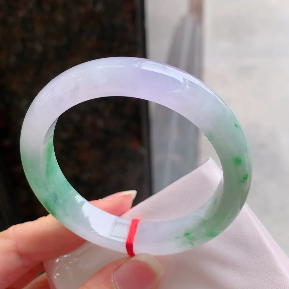 正圈高冰春彩 有紫有绿 无瑕 尺寸:53.4/11.7/8.1  种色俱佳🥰🥰