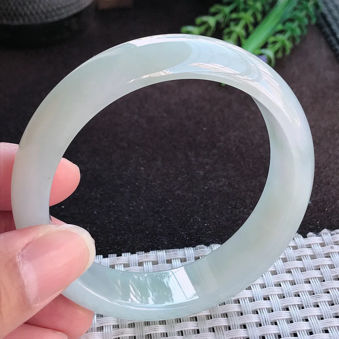 天然a货翡翠59.5/16.5/7.8老坑秀气冰润轮胎手镯宽边玉手镯