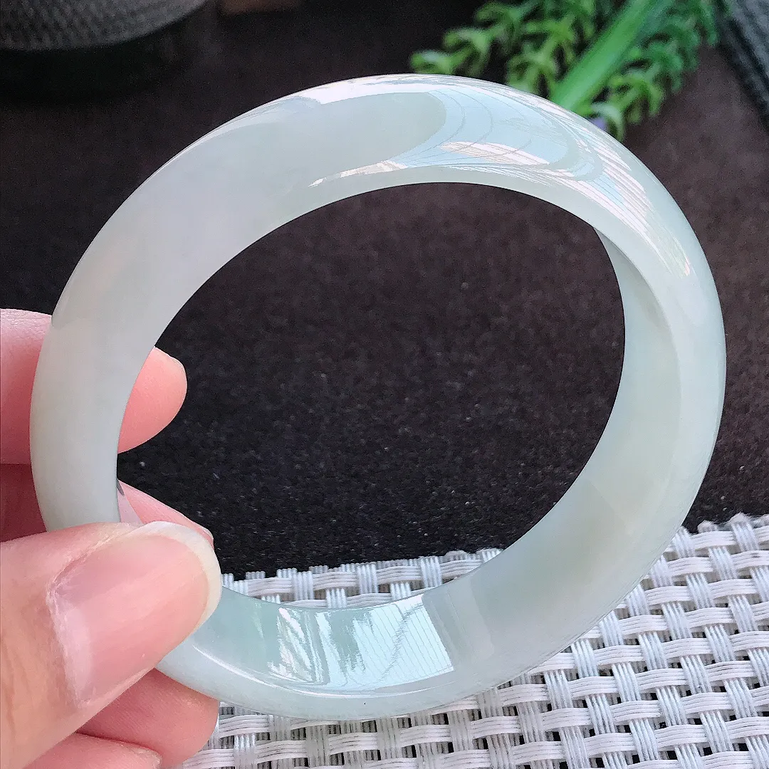 天然a货翡翠59.5/16.5/7.8老坑秀气冰润轮胎手镯宽边玉手镯