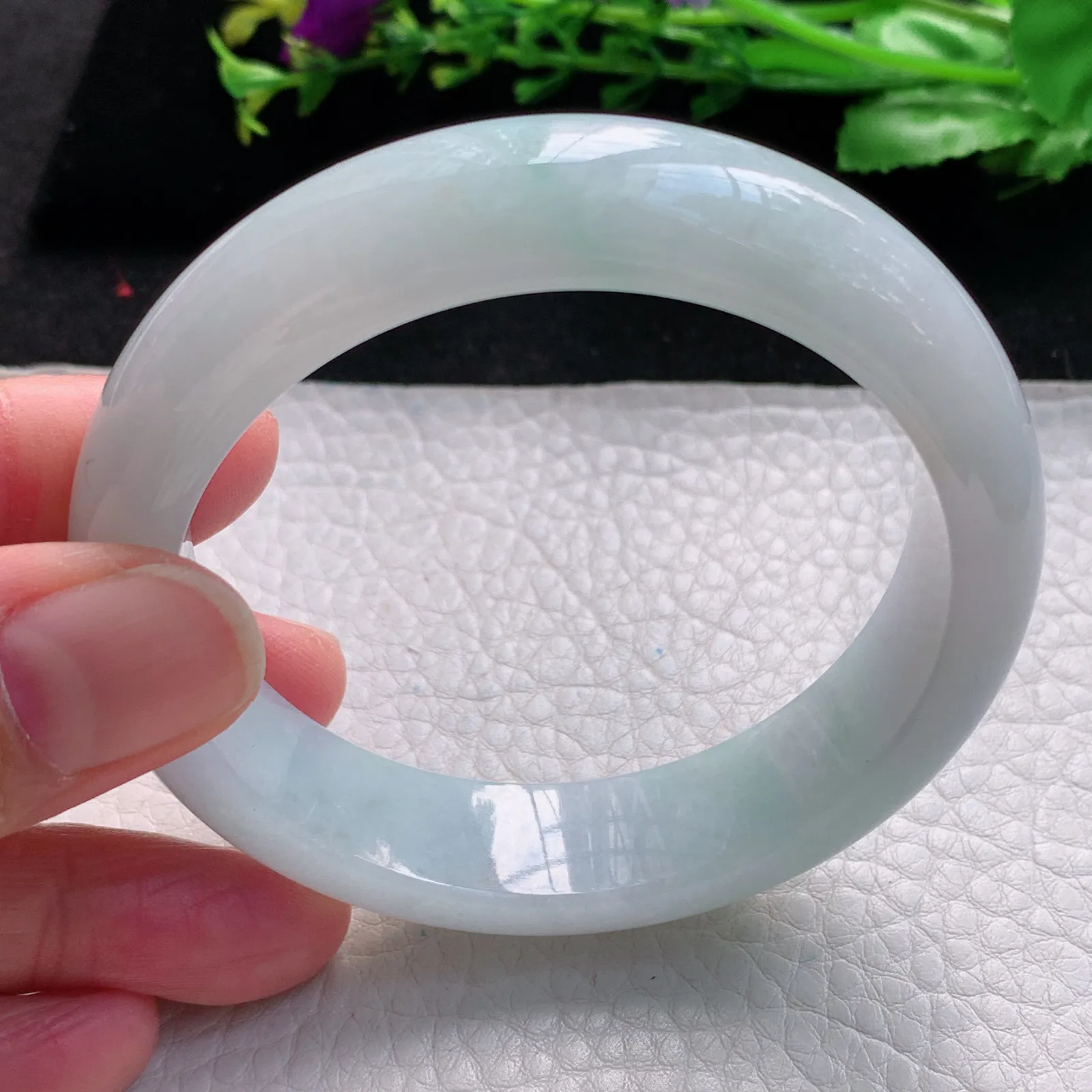 js自然光56*14.6*8.2平安镯 缅甸翡翠a货玉手镯清新宽边珠宝玉手环