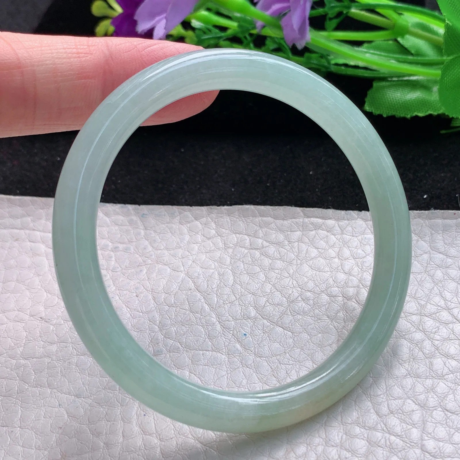 xx自然光54*6.8叮当镯 缅甸翡翠a货玉手镯冰晴圆条珠宝玉手环