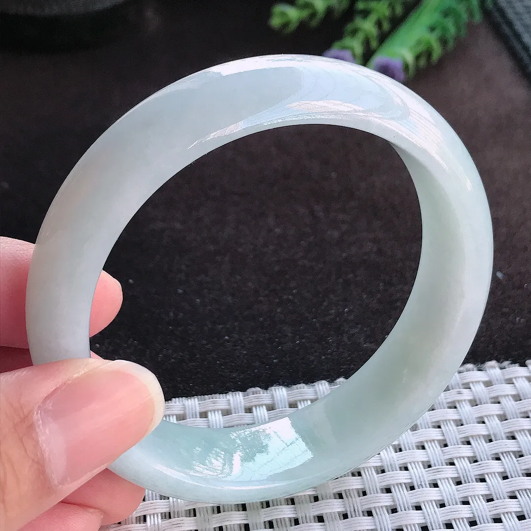 天然a货翡翠58/16.3/8老坑温润轮胎手镯宽边玉手镯