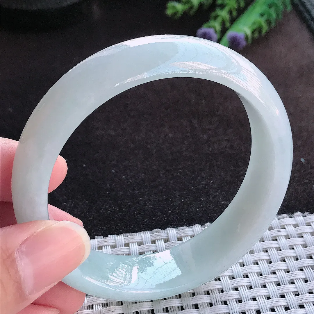 天然a货翡翠58/16.3/8老坑温润轮胎手镯宽边玉手镯