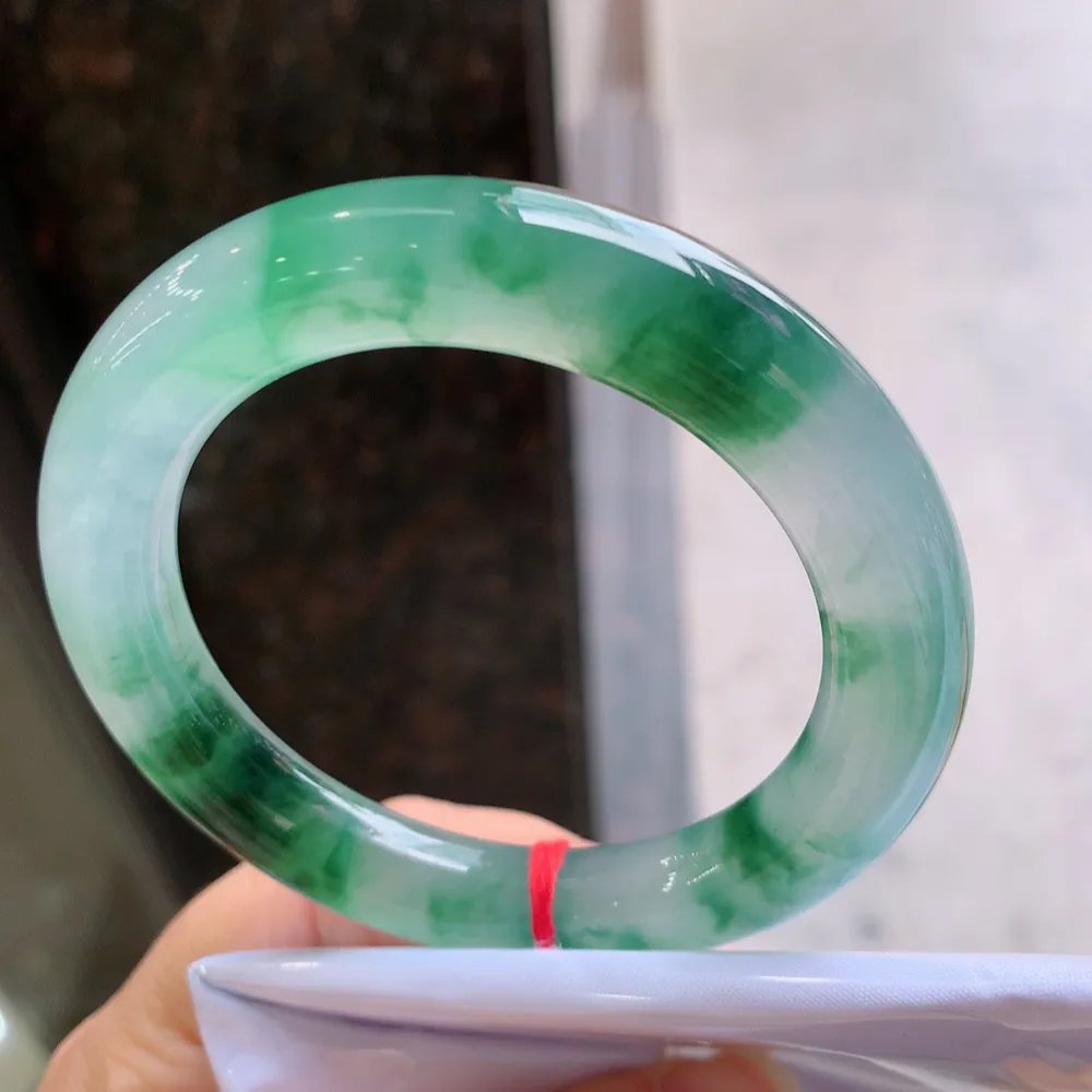 圆条冰玻绿花 微细纹 尺寸:54.1/10.2 花美 起刚光