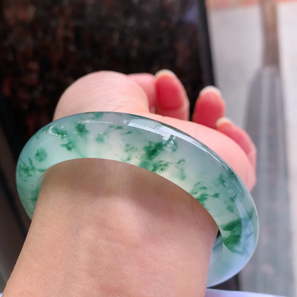 正圈冰玻飘花 无瑕 尺寸:55.4/13.1/9.1 花美 起刚光 高品质 