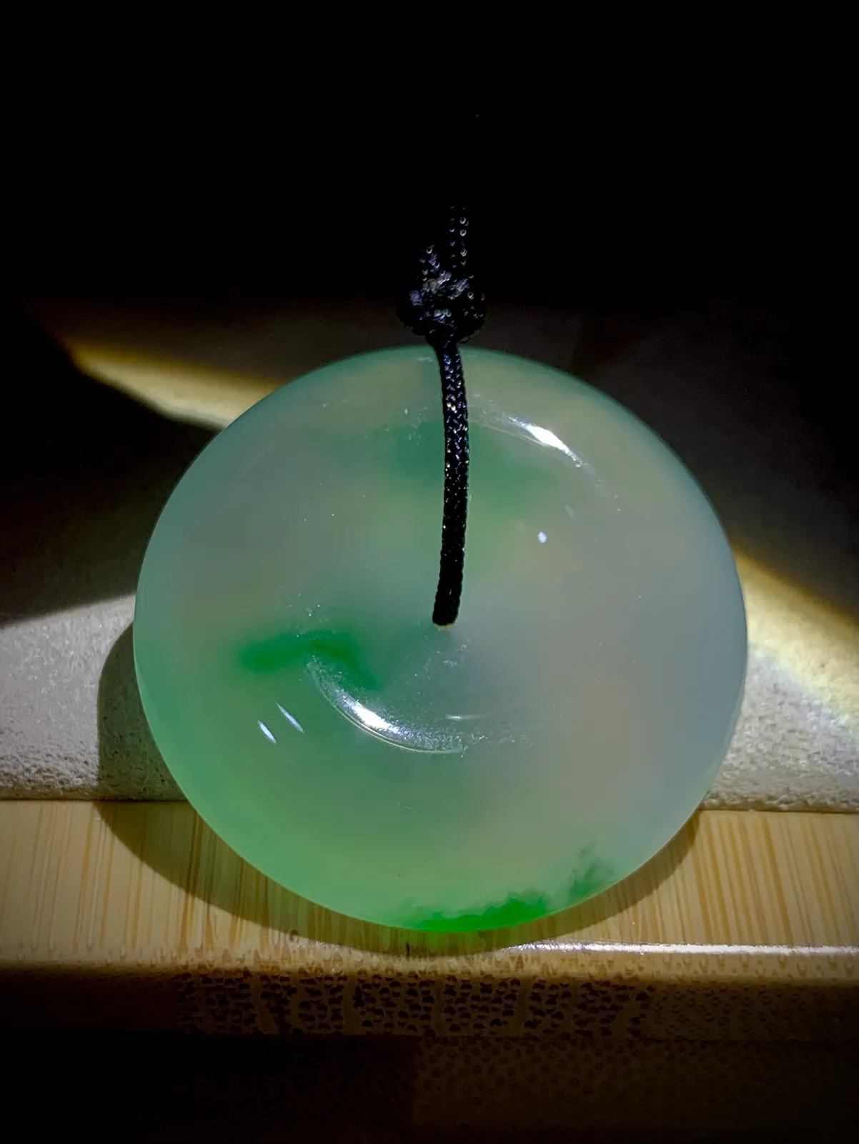 绿花平安扣子，30-7mm，