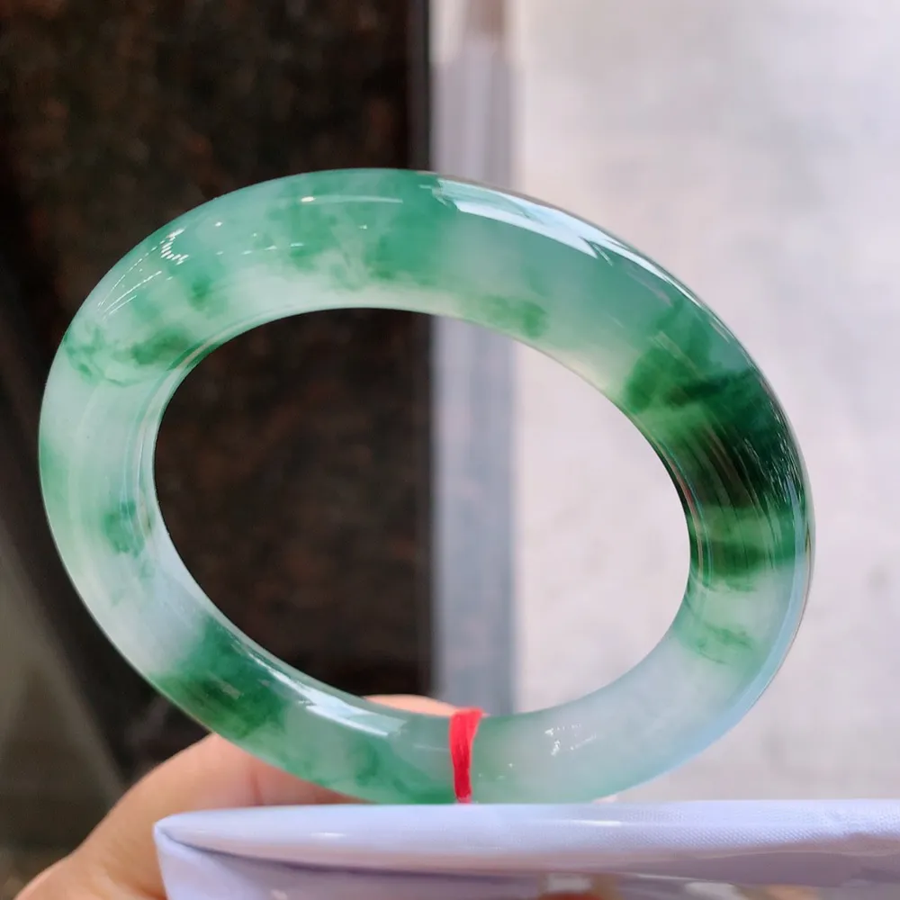 圆条冰玻绿花 微细纹 尺寸:54.1/10.2 花美 起刚光