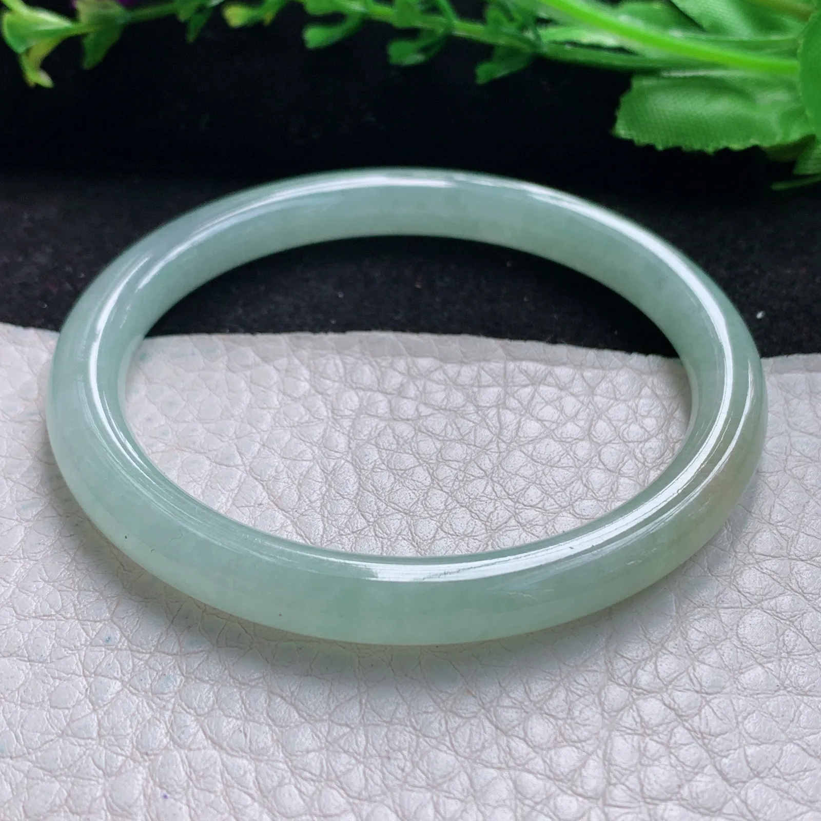 xx自然光54*6.8叮当镯 缅甸翡翠a货玉手镯冰晴圆条珠宝玉手环