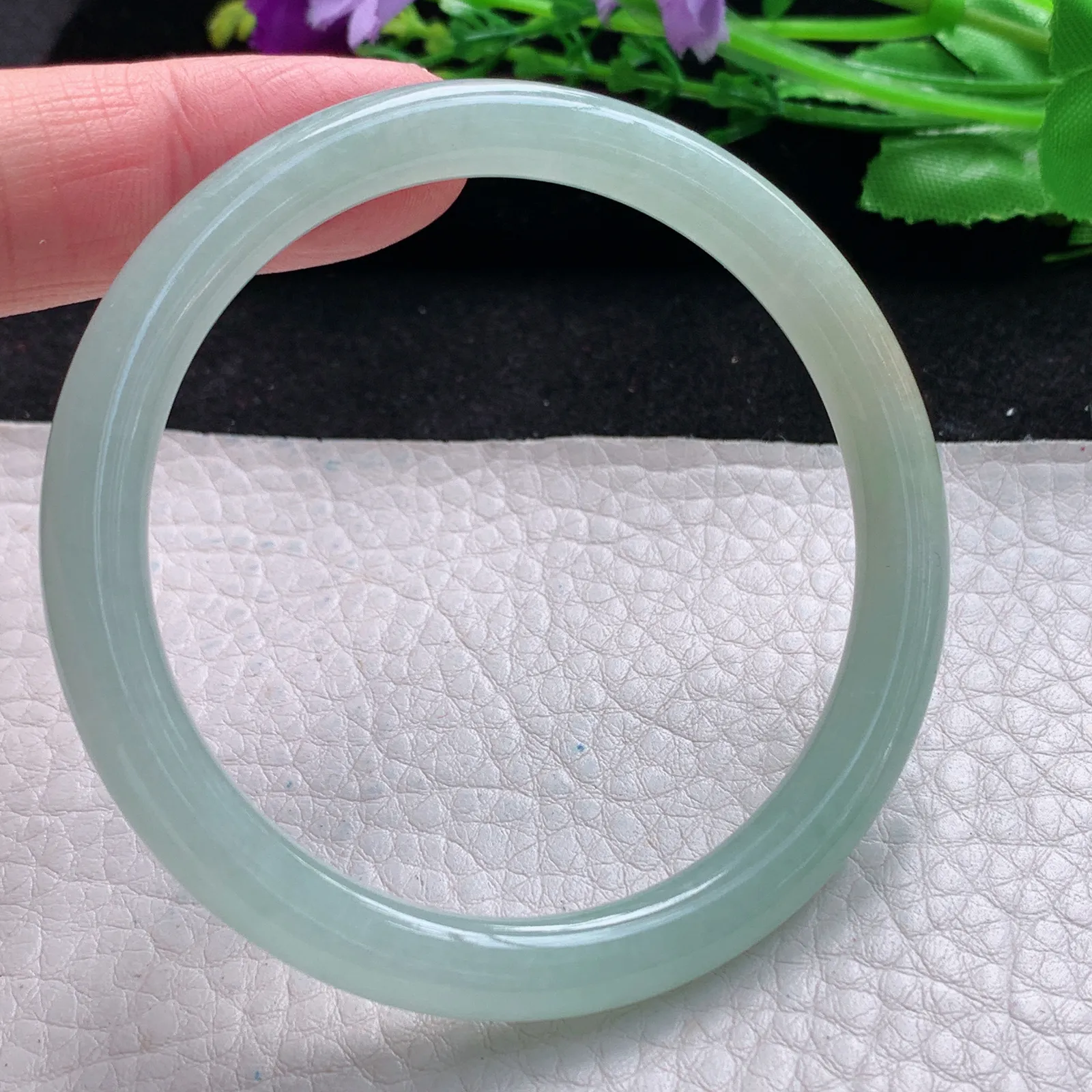 xx自然光54*6.8叮当镯 缅甸翡翠a货玉手镯冰晴圆条珠宝玉手环