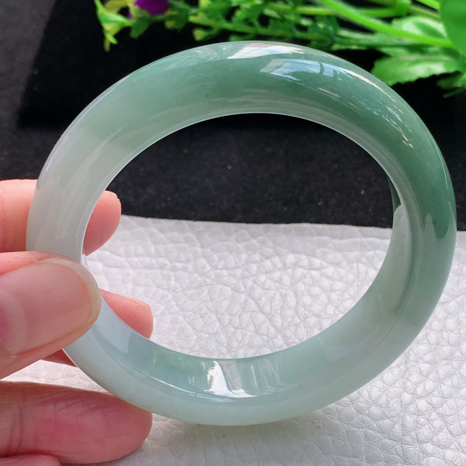 js自然光54*13.5*9.2招财镯 缅甸翡翠a货玉手镯半山水厚装宽边珠宝玉手环