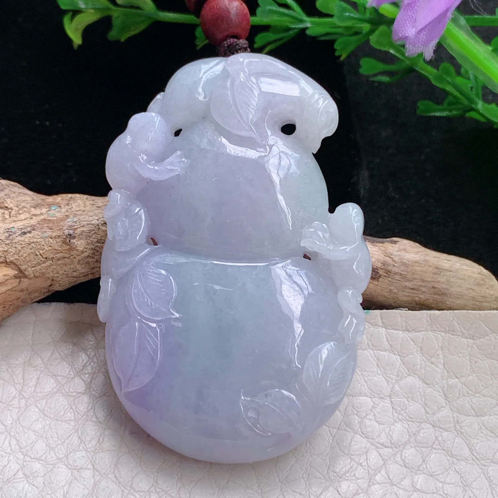 zen自然光51.5*33.5*9.2天然缅甸翡翠紫罗兰大葫芦玉吊坠 玉挂件